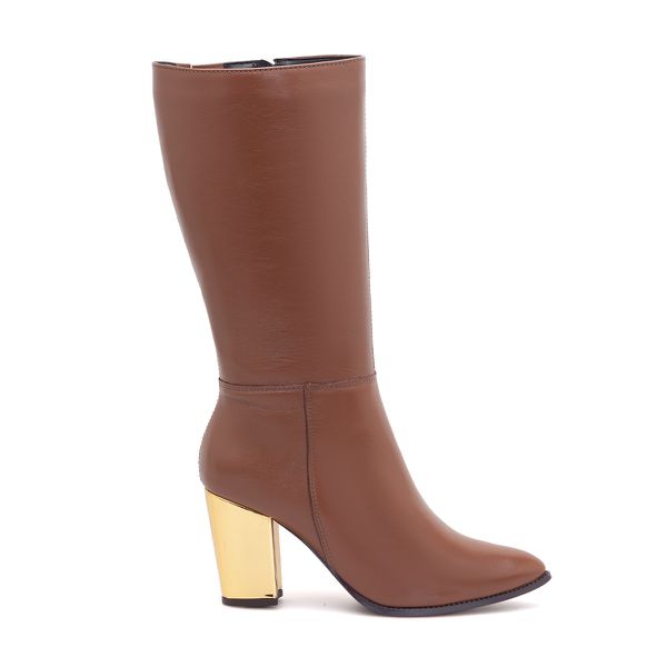 Bota Couro Lamounier Whisky - VIA MISS | Calçados Femininos