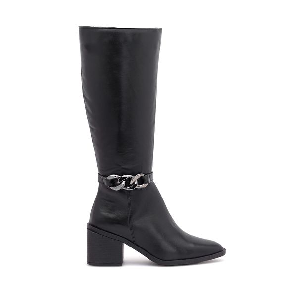 Bota Couro Manzano Preto - VIA MISS | Calçados Femininos