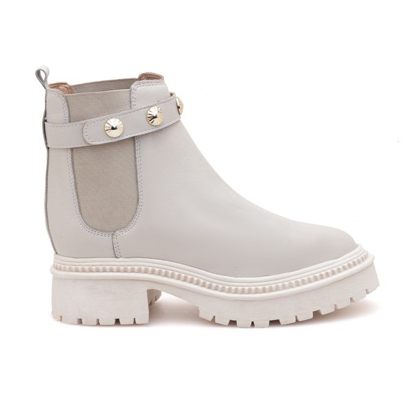 Coturno Couro Paula Off White - VIA MISS | Calçados Femininos