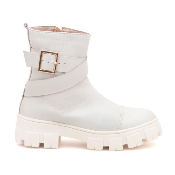 Coturno Couro Daniela Off White - VIA MISS | Calçados Femininos