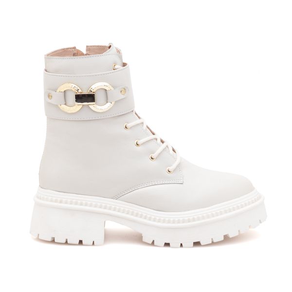 Coturno Couro Luciana Off White - VIA MISS | Calçados Femininos