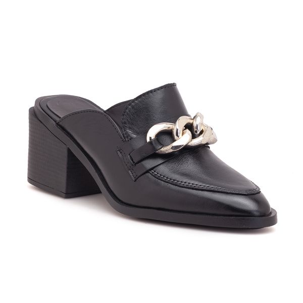 Mule Couro LeBlanc Preto - VIA MISS | Calçados Femininos