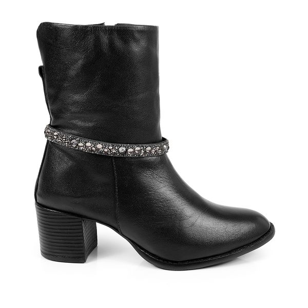 Bota Couro Zoe Preto - VIA MISS | Calçados Femininos