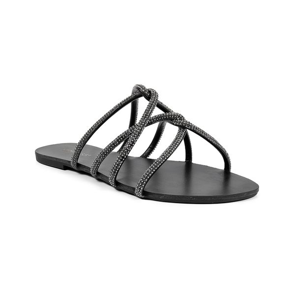 Sandália Rasteira Bromelia Preto - VIA MISS | Calçados Femininos