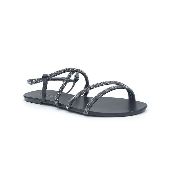 Sandália Rasteira Iris Onix - VIA MISS | Calçados Femininos