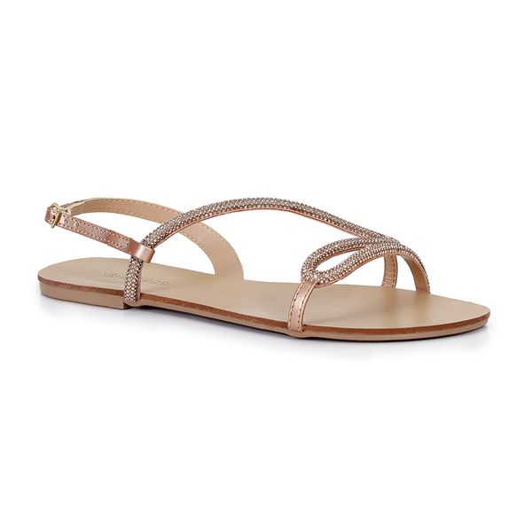 Sandália Rasteira Orchid Champagne Metalizado - VIA MISS | Calçados Femininos