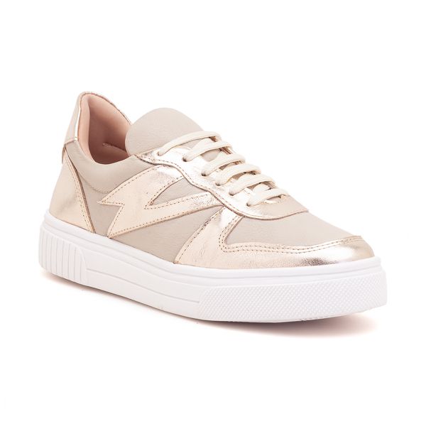 Tênis Miss Drizzle Ouro/Nude - VIA MISS | Calçados Femininos