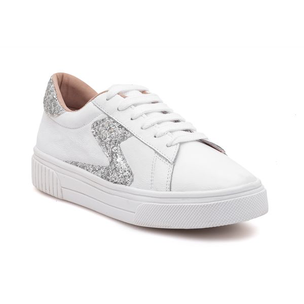 Tênis Miss Flake Branco/Prata - VIA MISS | Calçados Femininos