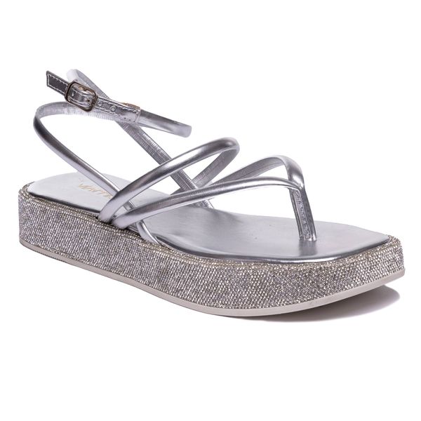 Flatform Ilha Dos Cocos Prata - VIA MISS | Calçados Femininos