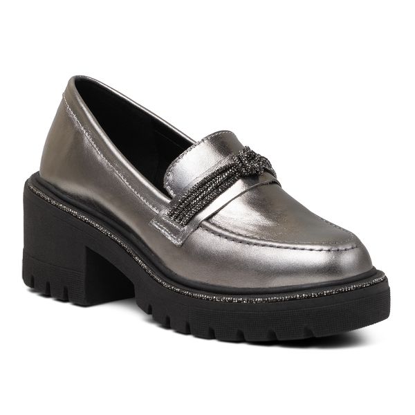 Mocassim Kendwa Couro Inox - VIA MISS | Calçados Femininos