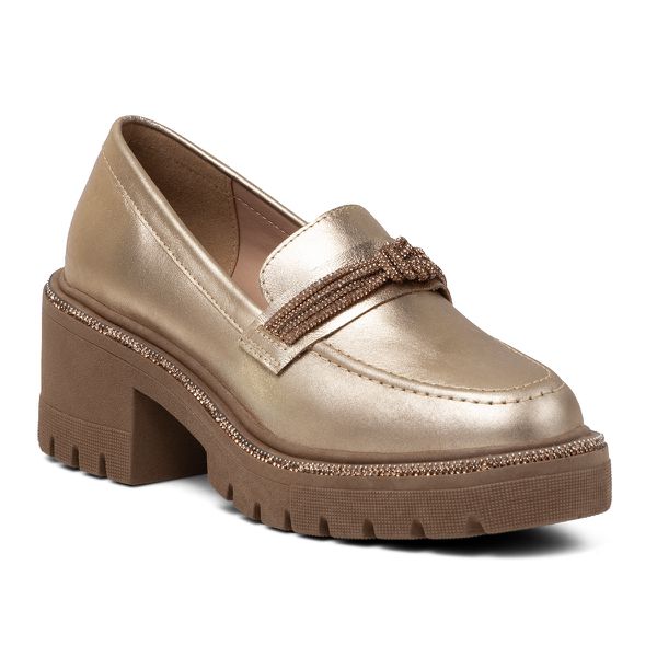 Mocassim Kendwa Couro Ouro Light - VIA MISS | Calçados Femininos