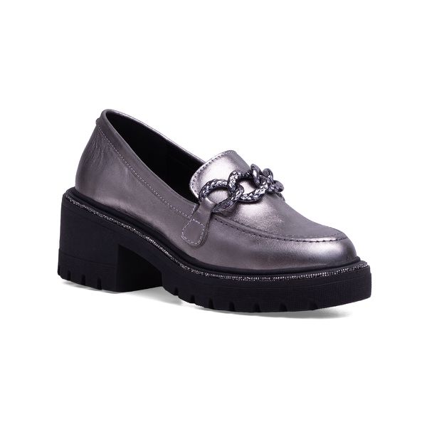 Mocassim Paje Couro Inox - VIA MISS | Calçados Femininos