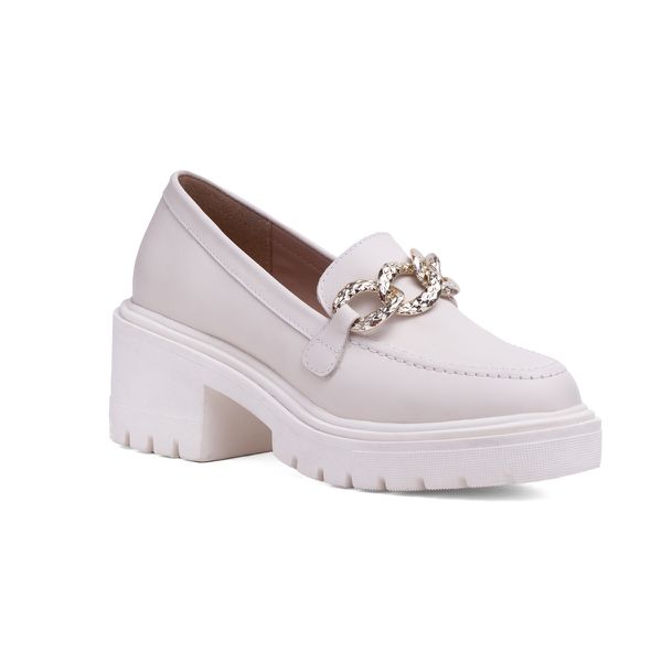 Mocassim Paje Couro Off White - VIA MISS | Calçados Femininos