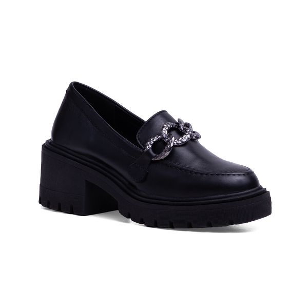 Mocassim Paje Couro Preto - VIA MISS | Calçados Femininos