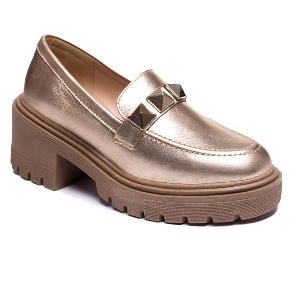 Mocassim Nungwi Couro Ouro Light - VIA MISS | Calçados Femininos