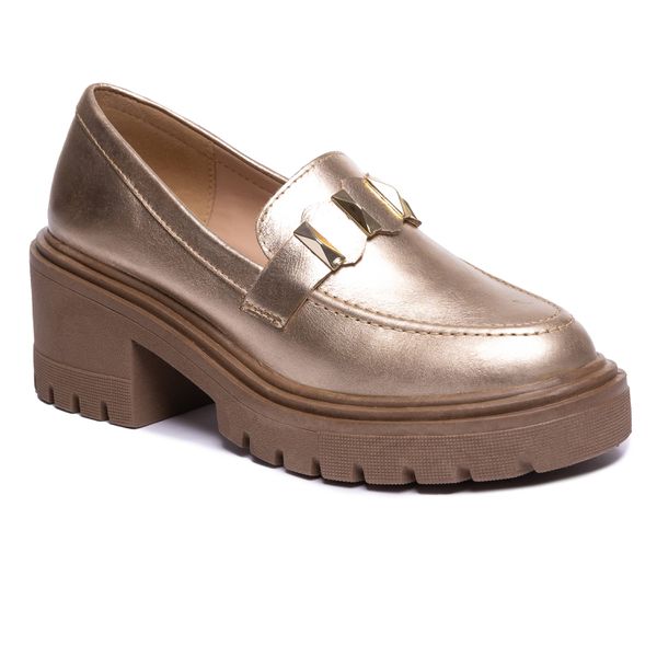 Mocassim Muyuni Couro Ouro Light - VIA MISS | Calçados Femininos