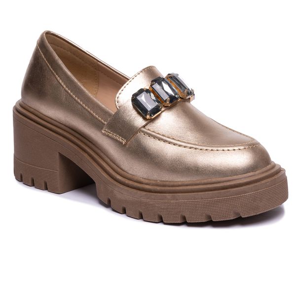 Mocassim Dongwe Couro Ouro Light - VIA MISS | Calçados Femininos