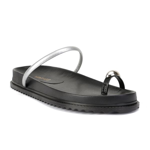 Birken Aurine Preto Prata - VIA MISS | Calçados Femininos
