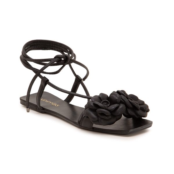 Sandália Rasteira Ibiza Preto - VIA MISS | Calçados Femininos