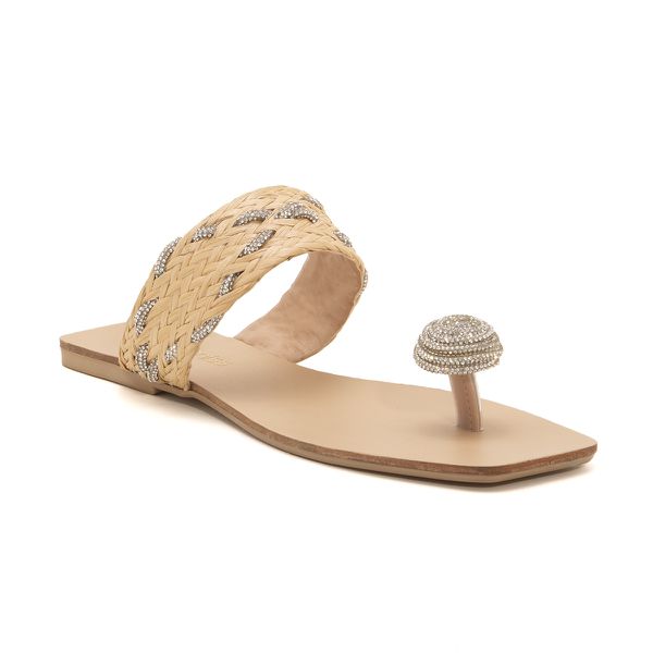 Sandália Rasteira Catalunha Palha - VIA MISS | Calçados Femininos