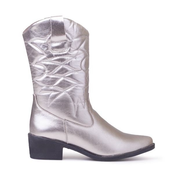 Bota Western Portland Couro Inox - VIA MISS | Calçados Femininos