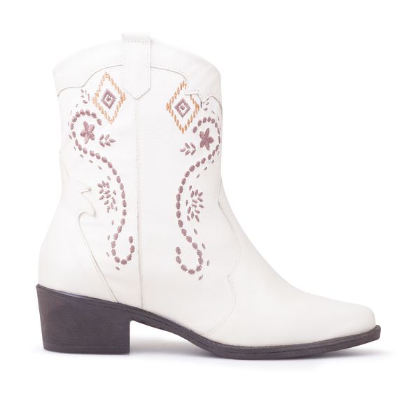 Bota Couro Western Texas Dallas Off White