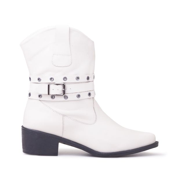 Bota Western Tennessee Lynchburg Couro Off White - VIA MISS | Calçados Femininos