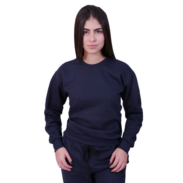 Blusa Moletom Plus Size Lisa Fechada Azul Marinho
