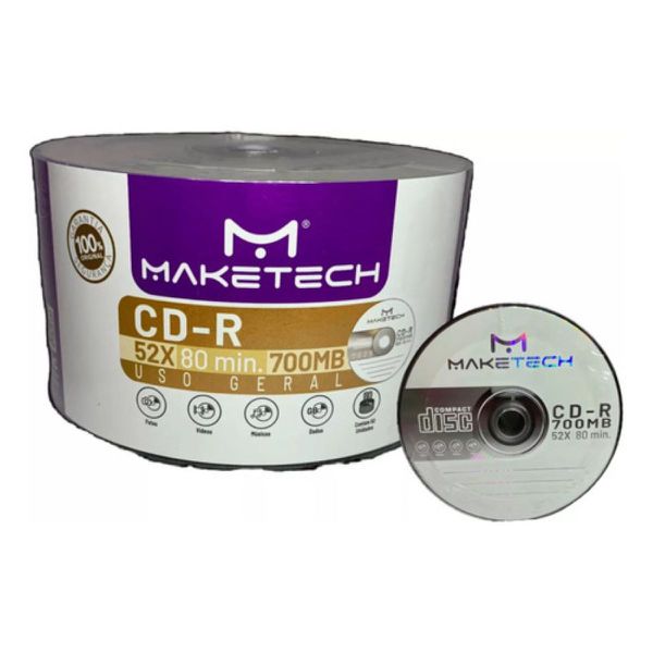 50 CD-R MAKETECH 700MB/52X LOGOTIPO 