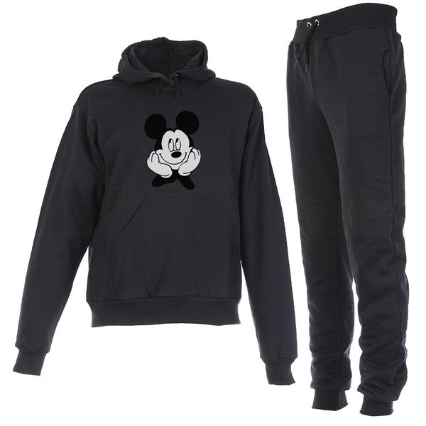 Conjunto Moletom Mickey Infantil Juvenil Peluciado Preto Via