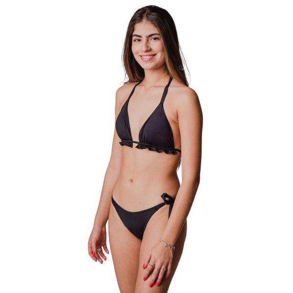 Biquíni Cortininha Juvenil c/Bojo Ajustável Preto