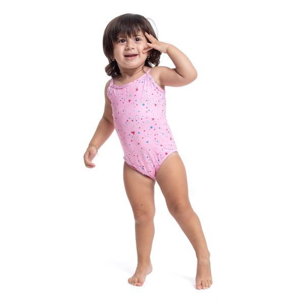 Maiô Natação Bebê Infantil Fator Uv50+ Rosa