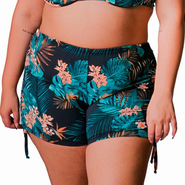 Short de Biquíni c/Ajuste Lateral Plus Size Azul Marinho