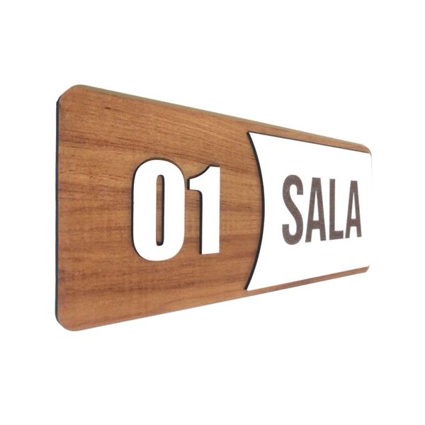 Placa De Sinalização | Sala Nº - MDF 30x13cm