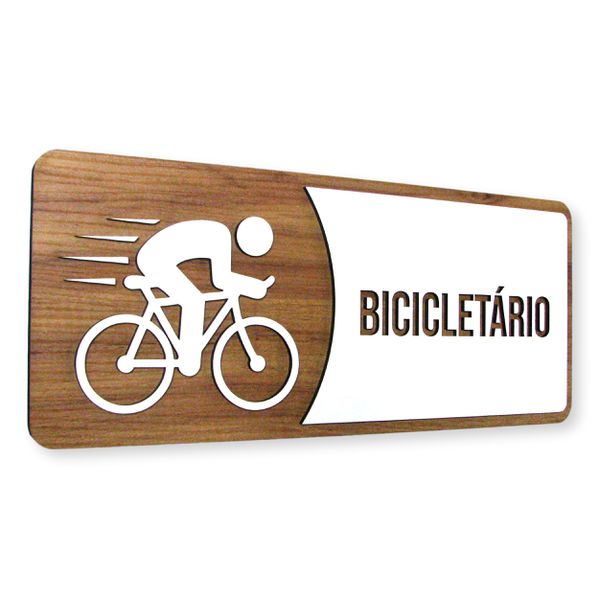 Placa De Sinalização | Bicicletário - MDF 30x13cm