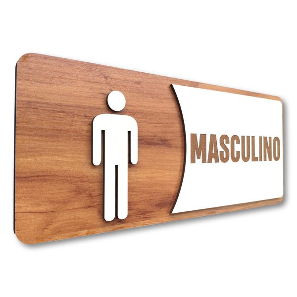 Placa De Sinalização |Masculino - MDF 30x13cm 