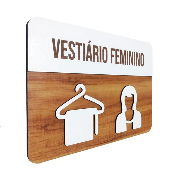 Placa De Sinalização | Vestiário Feminino - MDF 30x21cm