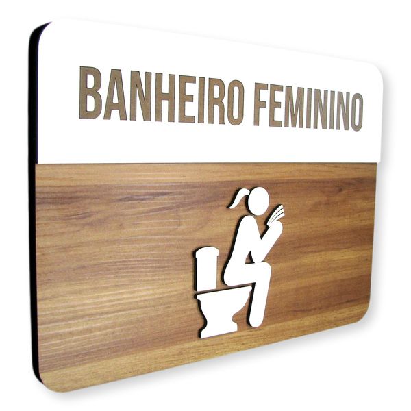 Placa De Sinalização | Banheiro Feminino - MDF 30x21cm
