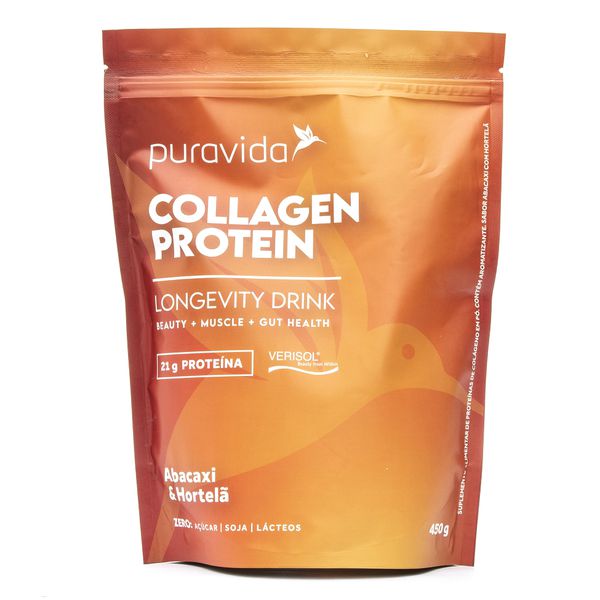 Collagen Protein Longevity Drink Abacaxi e Hortelã Puravida 450g