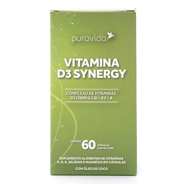 Vitamina D3 Synergy Puravida 60capsula / 75g