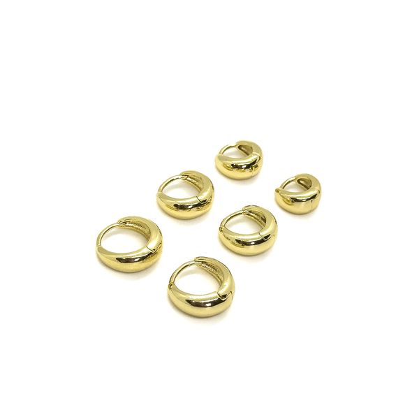 Trio Argolas Abauladas Banhado a Ouro