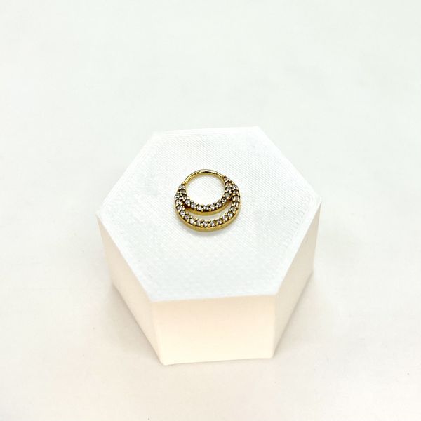 Piercing Duplo Cravejado em Prata 925 com Banho de Ouro