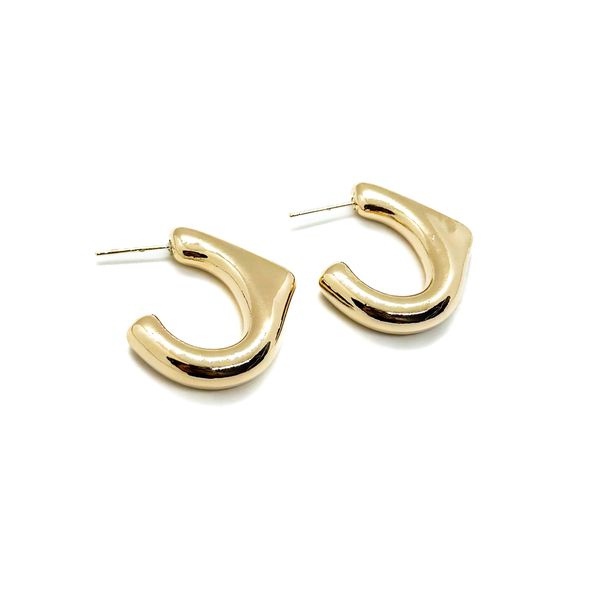 Brinco Meia Argola Organic Banhado a Ouro