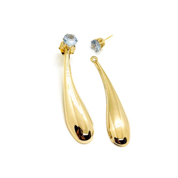 Brinco Gota Organic Pendente Banhado a Ouro