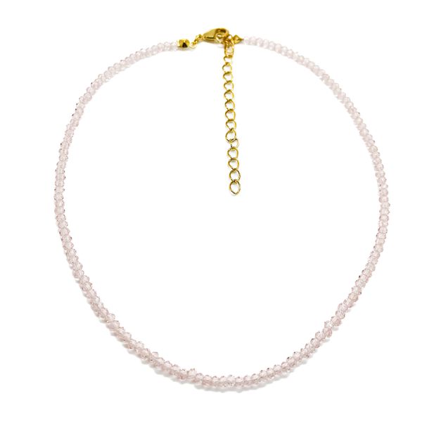 Choker Cristais Rosa Suave Banhado a Ouro