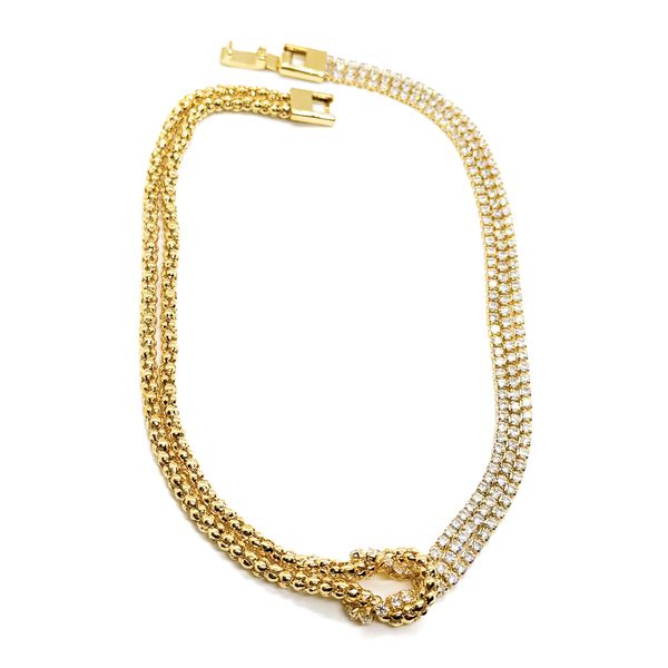 Choker Nó Riviera e Pipoca Banhada a Ouro 