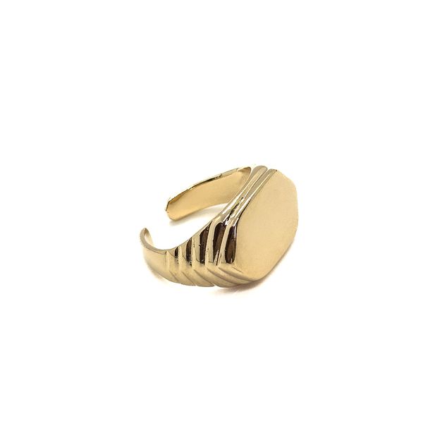 Anel Ajustável Dedinho Sinete Oval Banhado a Ouro