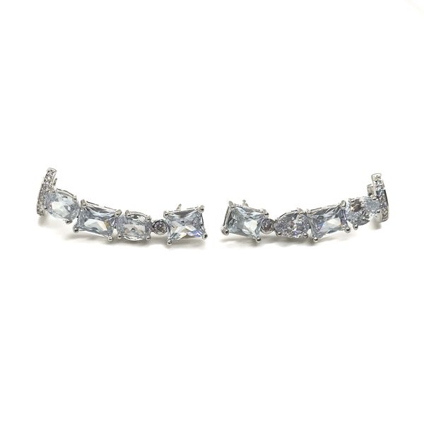 Brinco Earcuff Maxi Banhado a Ródio Branco 