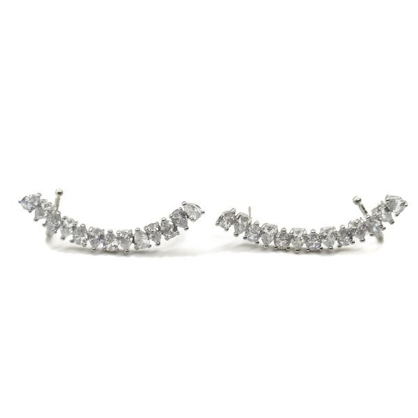 Brinco Earcuff Gotinhas Banhado a Ródio Branco