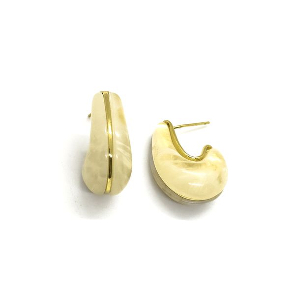 Brinco Meia Argola Marmorizada Banhado a Ouro